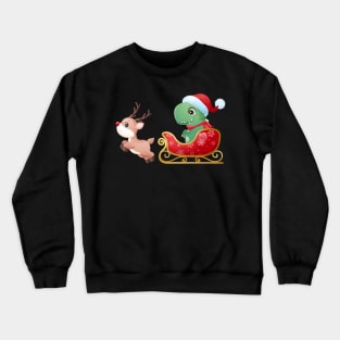 Cute Christmas Dinosaur Riding Sleigh Crewneck Sweatshirt